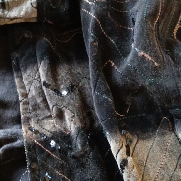 Chicos jacket. Size 3 (lg/xl) black, tan, sequins - Picture 2 of 6